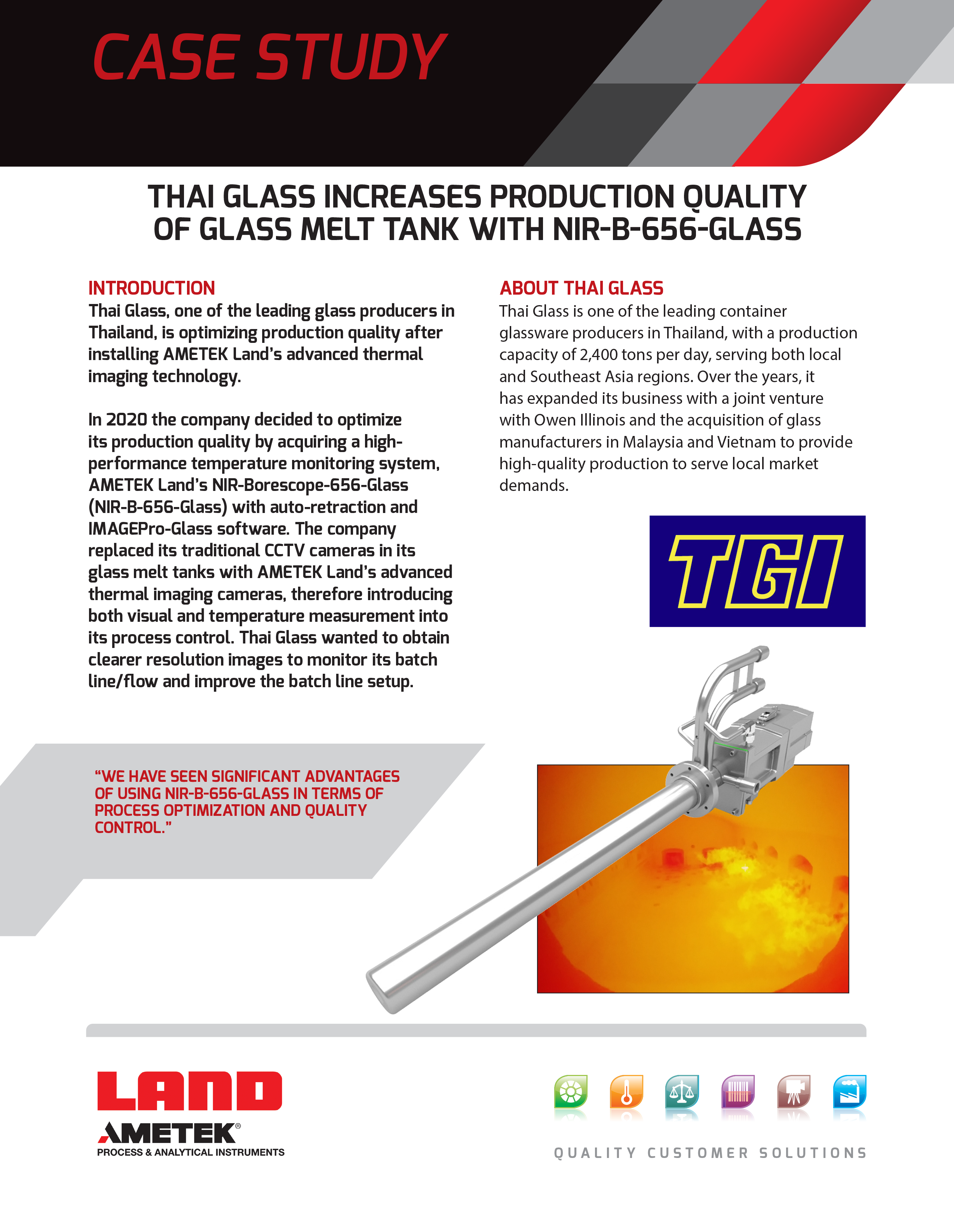 Thai Glass Increases Production Quality of Glass Melt Tank with NIR-B-656-Glass