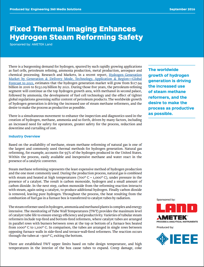 Stałe obrazowanie termiczne zwiększa bezpieczeństwo reformowania parą wodorową Stałe obrazowanie termiczne zwiększa bezpieczeństwo reformowania parą wodorową