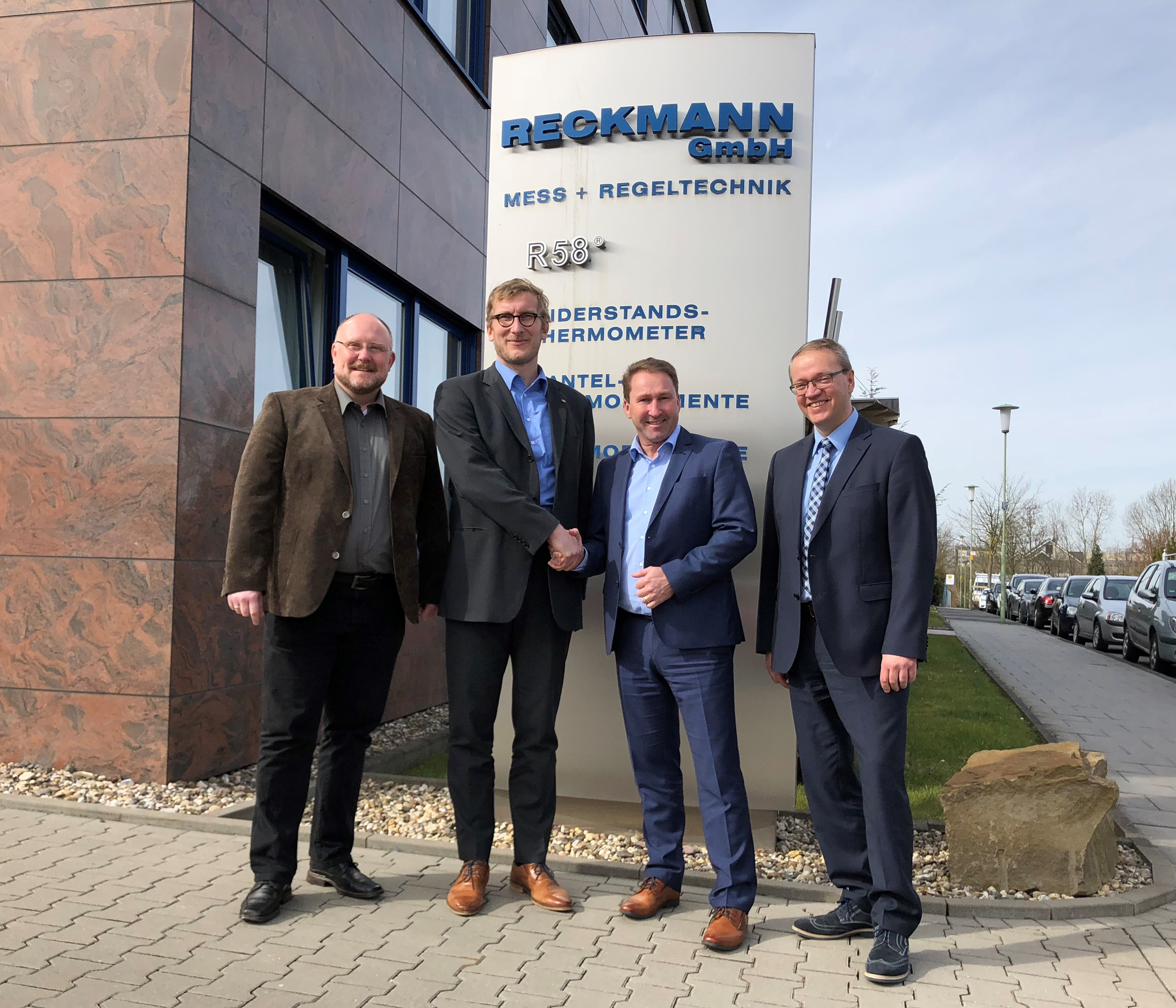 Manfred Hayk (Business Development Manager, AMETEK Land), Dr. Peter Drögmöller (Director of Innovation & Technology, AMETEK Land), Stefan Ribjitzki (Managing Director & Sales Manager – National & International, RECKMANN GmbH) and Jörg Kuster (Deputy Sales Manager Germany) RECKMANN GmbH) (Left to Right)