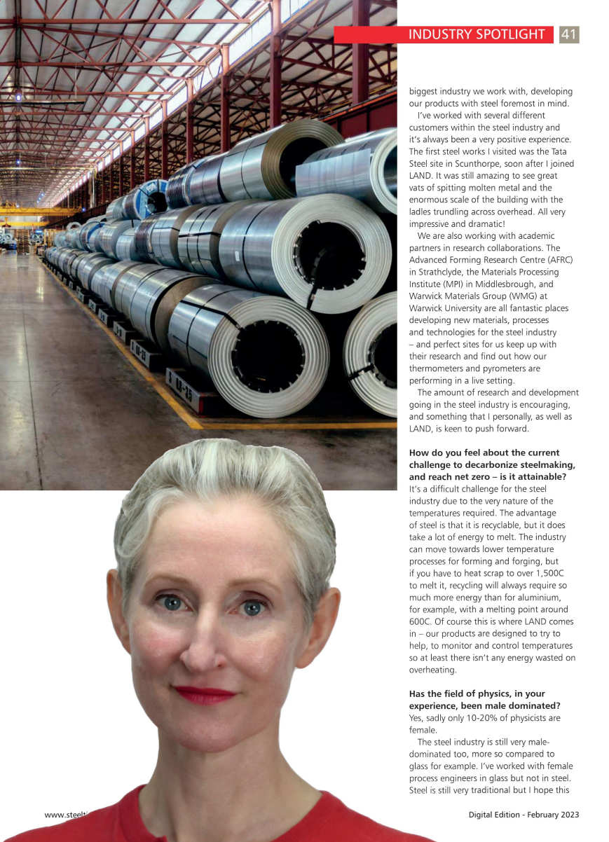 Dr Fiona Turner in Steel Times International Magazine