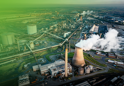 Aerial view of a steel plant in the UK
