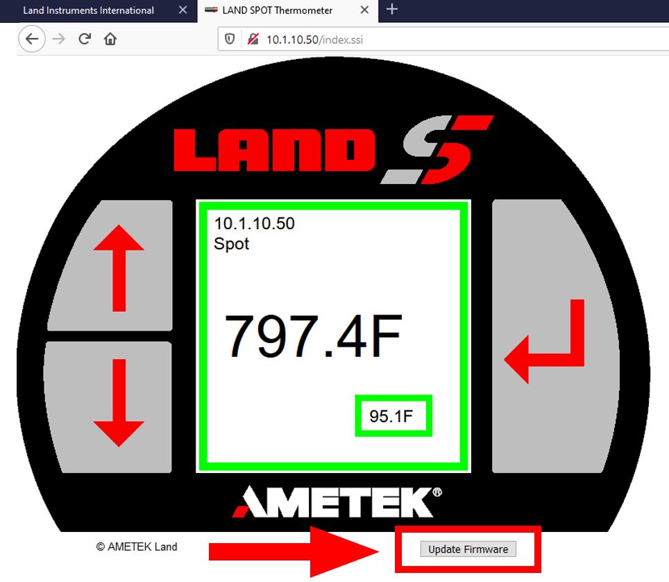 SPOT Webserver Firmware Update Page